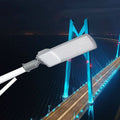 CL5 LED Street Light 200W on pole at night with cable-stayed bridge background smart control
