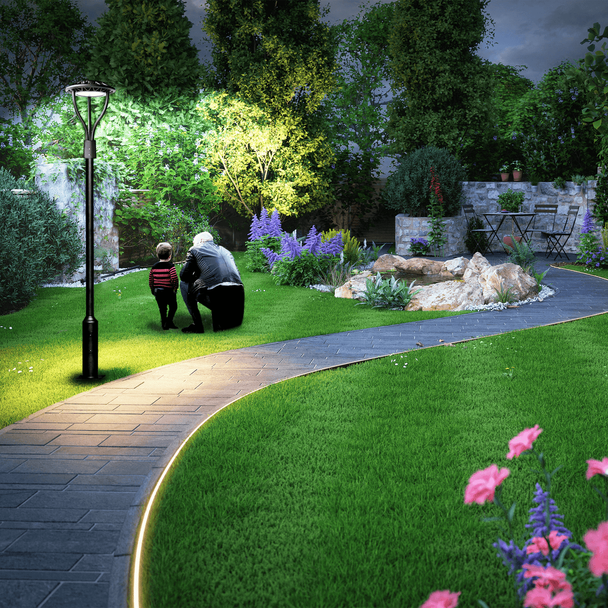 AEH2 LED Garden Post Light 100W-150W Night Scene Illuminating Private Garden Walkway with Warm White Light for Residential Outdoor Landscape Lighting

