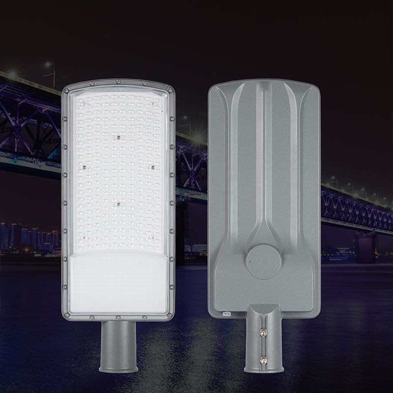 CL6 LED Street Light front and back view comparison die-cast aluminum housing night scene