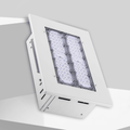 LQ1 LED Gas Station Canopy Light Recessed Square White Aluminum Housing Installed Outdoors in Gas Station Canopy Ceiling Showing Bright White Illumination for Petrol Station Lighting
