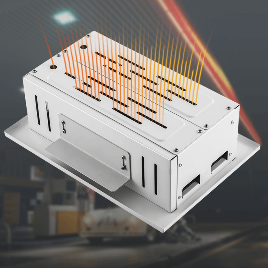 LQ1 LED Gas Station Canopy Light Front Isometric Rendering on White Background Showing Square Recessed White Aluminum Frame with SMD LED Module Array and Ball Lens Optics for Canopy Ceiling Lighting
